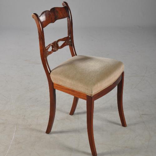 Antieke stoelen stel van 6 Hollandse mahonie biedermeier antieke stoel zonder rugleuning